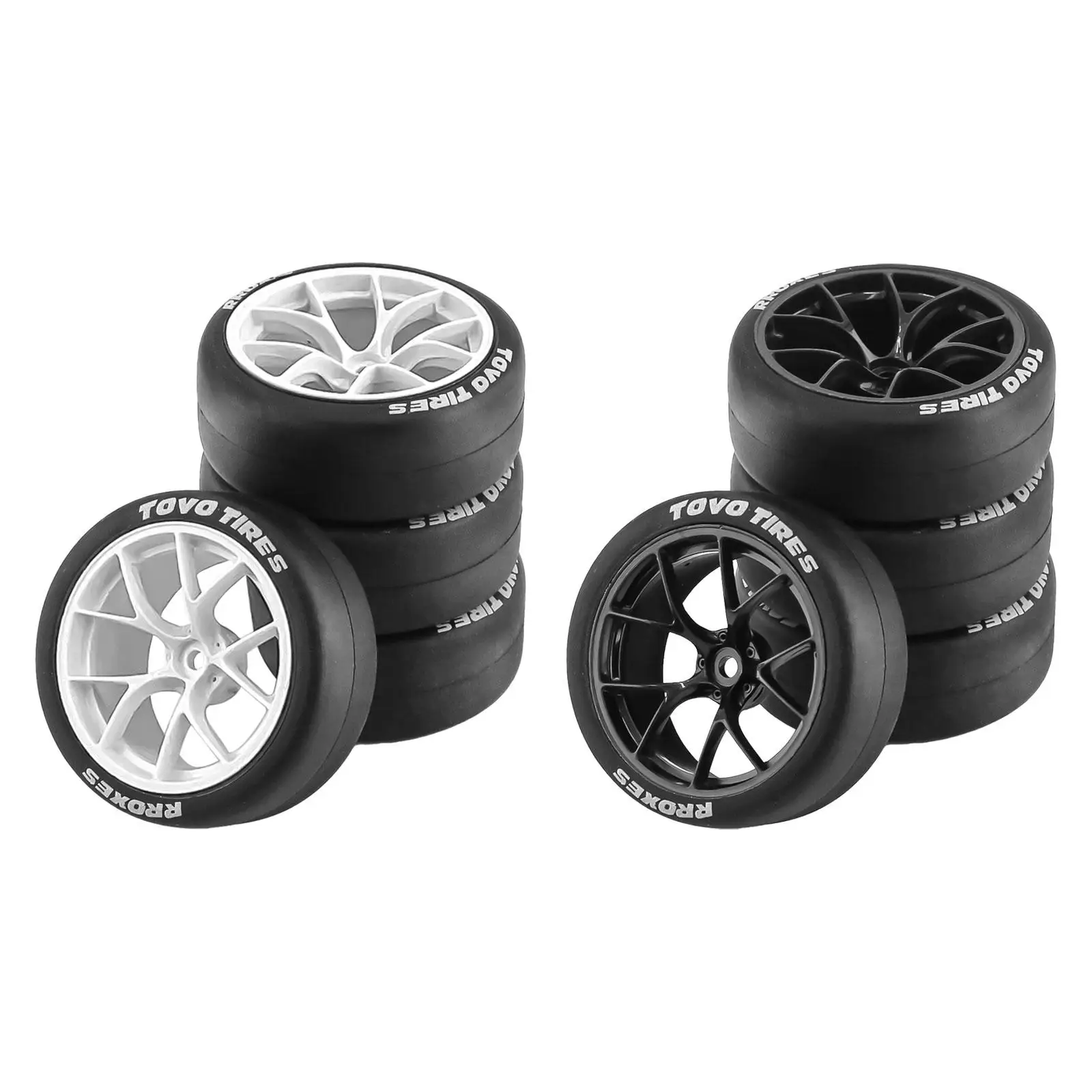 Pack of 4 Rubber Drift Tires, Wear-Resistant, Durable Replacement for TT02 1:10