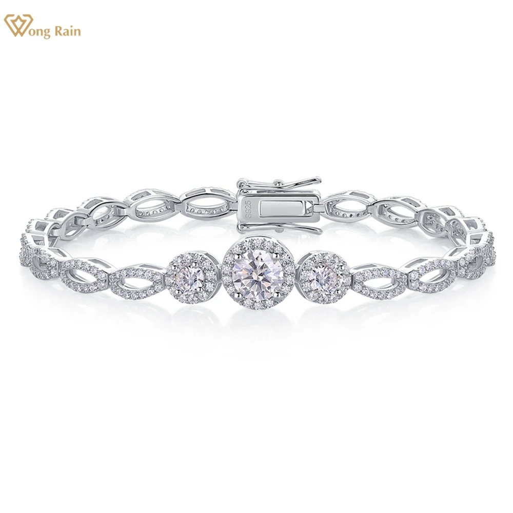 

Wong Rain Sparkling 925 Sterling Silver 3EX VVS1 D Color Real Moissanite Diamonds Gems Personality Bracelets Bangle Fine Jewelry