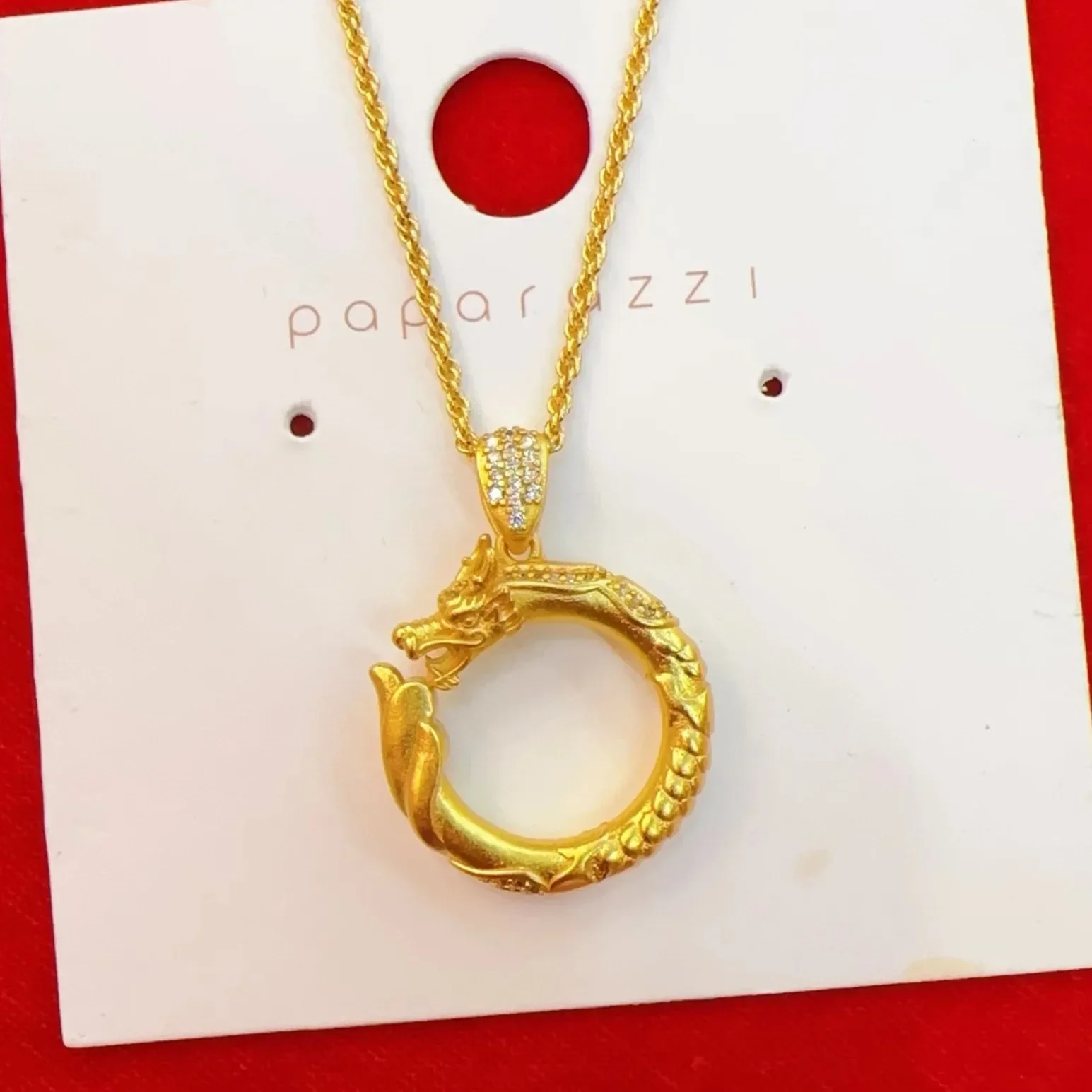 Colgante de oro Real 9999 para mujer, colgante de hebilla de la Paz del dragón, Diamante de 24K, año del zodiaco de los doce animales, collar AU750