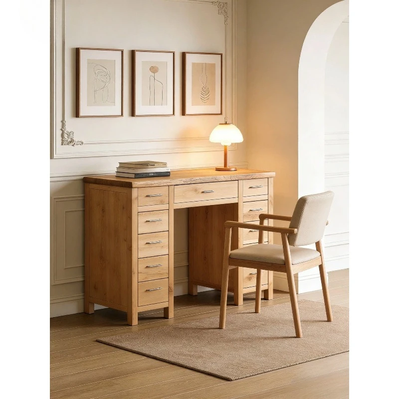 

Modern simple solid wood bar counter home desk simple modern multi-drawer desk