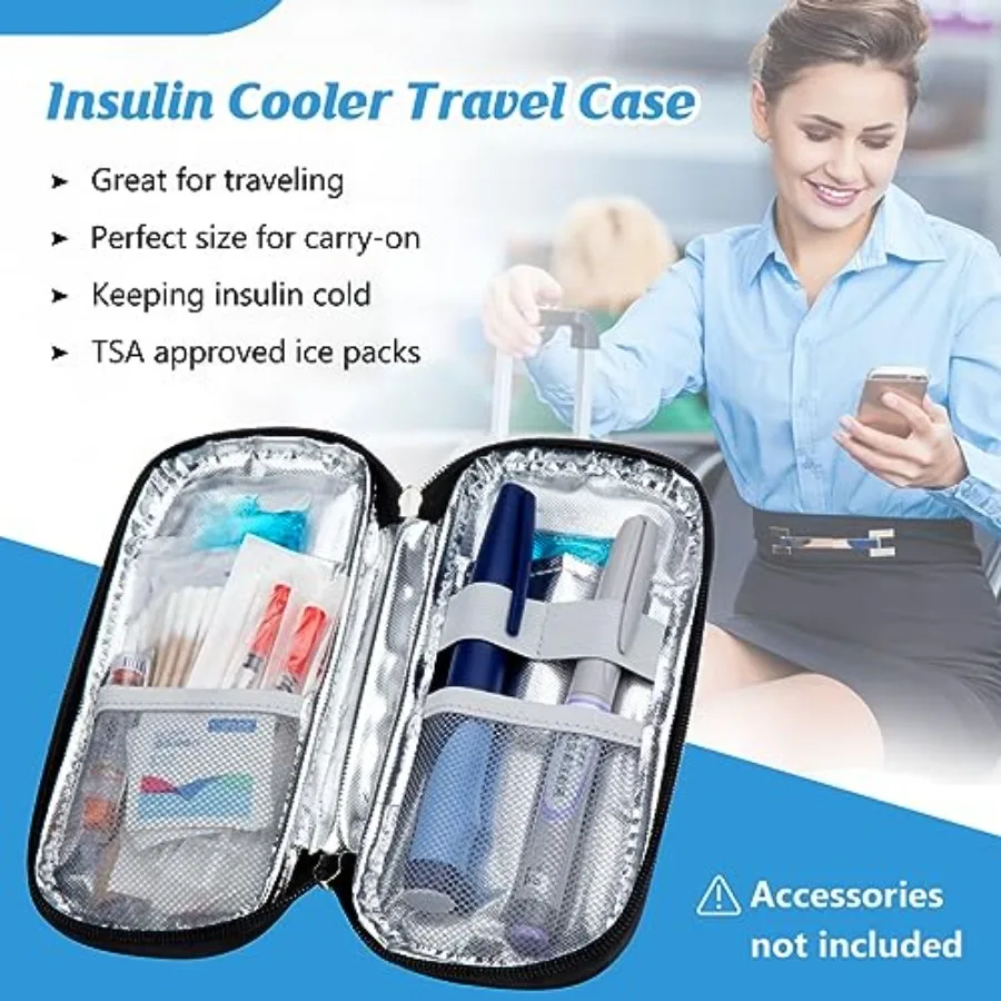 YOUSHARES Insulin Cooler Travel Case - Portable Refrigerated Medicine Case for Insulin Pen, Medication and Diabetic Supplies wi