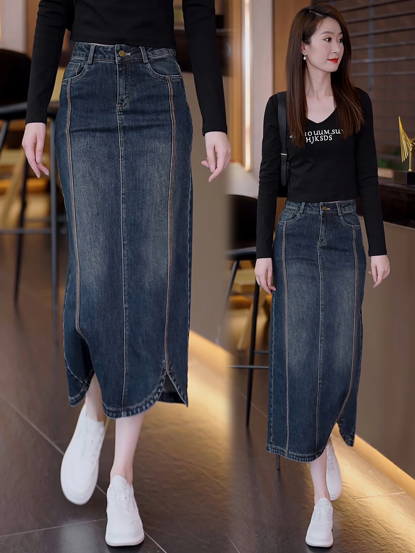 Retro Denim Asymmetrical A-Lin - đánh giá và giá A-Line Skirt Midi