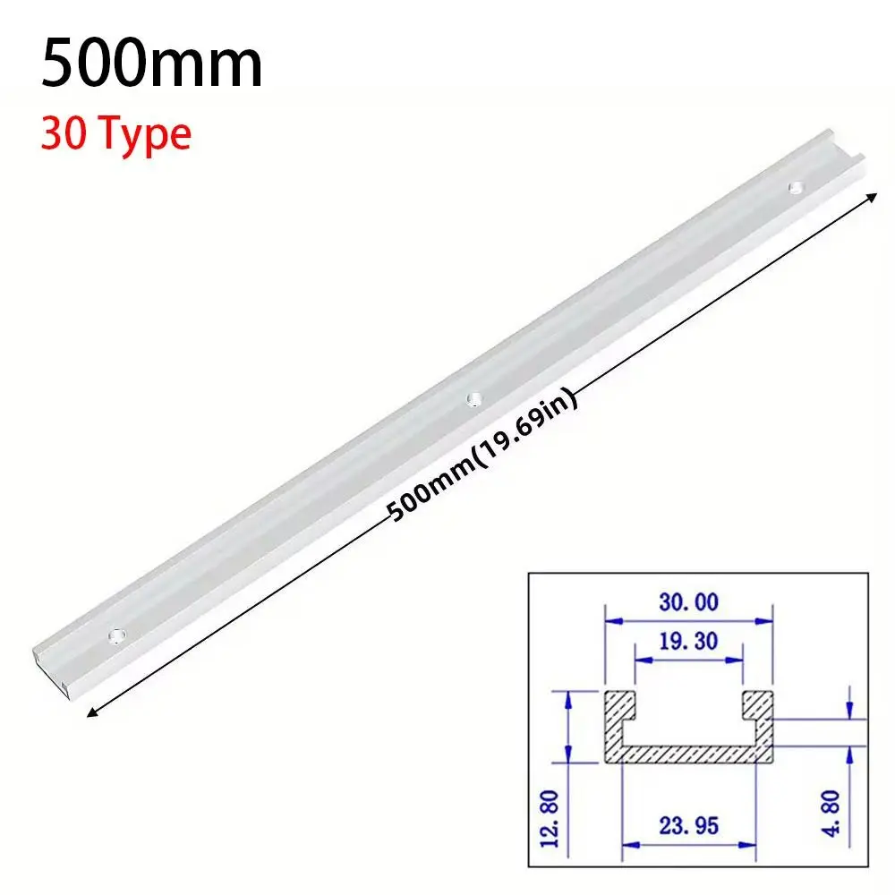

1Pcs Slide Guide Rail T-Track T Slider Fixture Slot Slide 300-600mm T-Slot Track Aluminium Alloy 30 Type