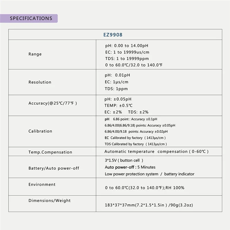 4 في 1 كاشف جودة المياه الرقمي PH/TDS/EC/TEMP قلم اختبار متعدد الوظائف