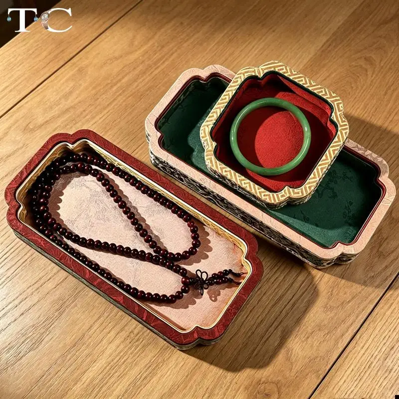 Fabric Jewelry Display Trays with Chinese-Style Patterns Suitable for Bracelets Necklaces Pendants and Bead Strings