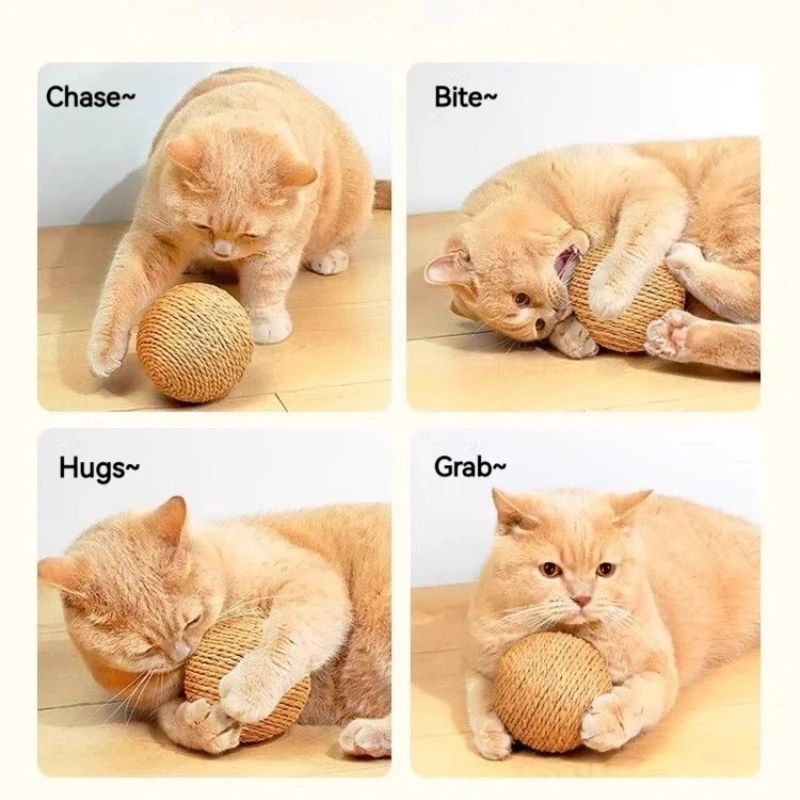 Large Sisal Paper Rope Cat Toy Ball Bite Resistant Sound Cat Ball, Interactive Kitten Self Play Chew Toy for Indoor Cats - view 6