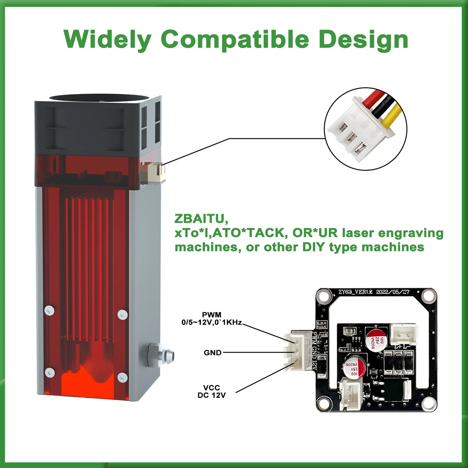 Moduł laserowy DIY 80W, 10W Optyczny moduł grawerujący laser z asystentem powietrza do cięcia i grawerowania Maszyna CNC 12V