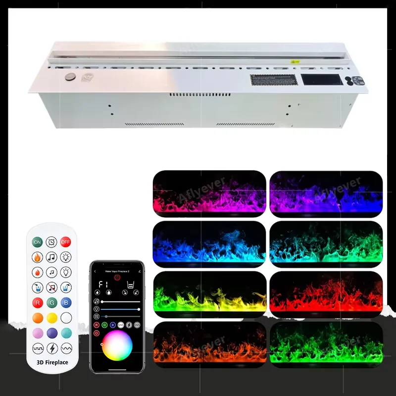 3D Mist Fireplace Colorful Flame RGB Remote Control Fireplace Fire Risk-Free Fog Smart Indoor Electric Water Steam Fireplace