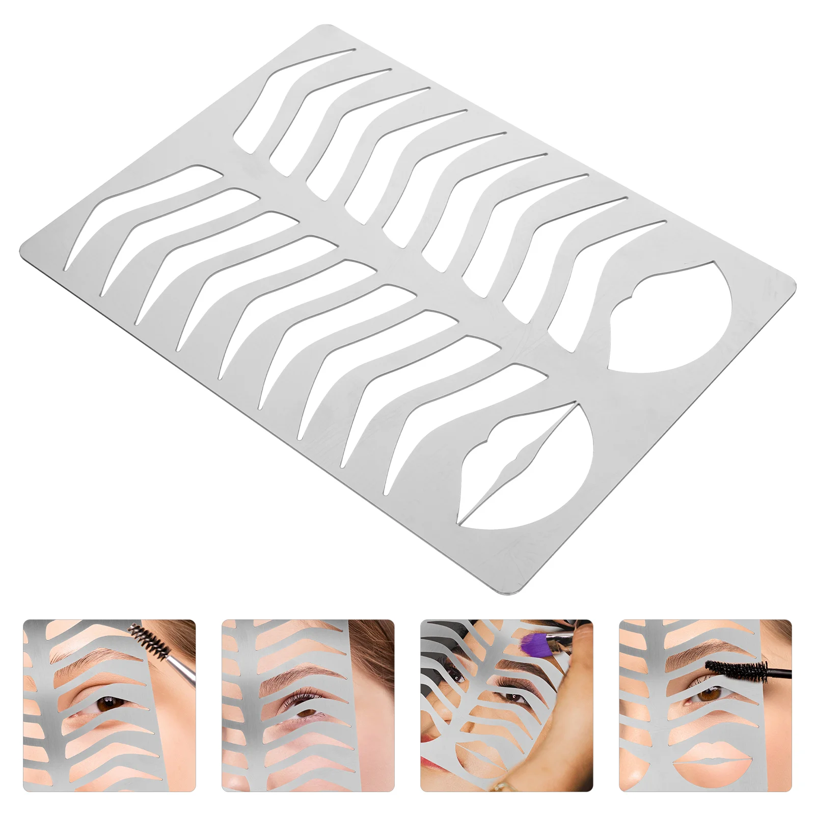 Eyebrow Template Shape Practice Mold Draw Board Drawing Stencil Tool and Lip Stainless Steel Metal