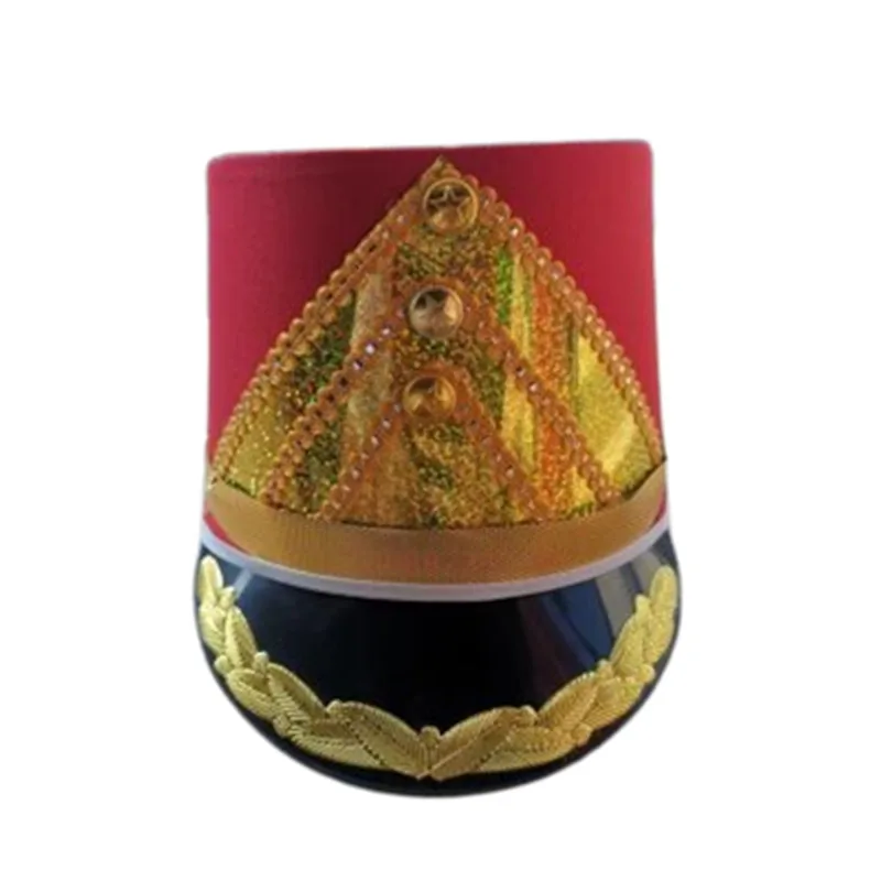 

Red Music Band Hat For Children Adults Military Cosplay Headwear School Performance Hats With Feather Festival Supplies