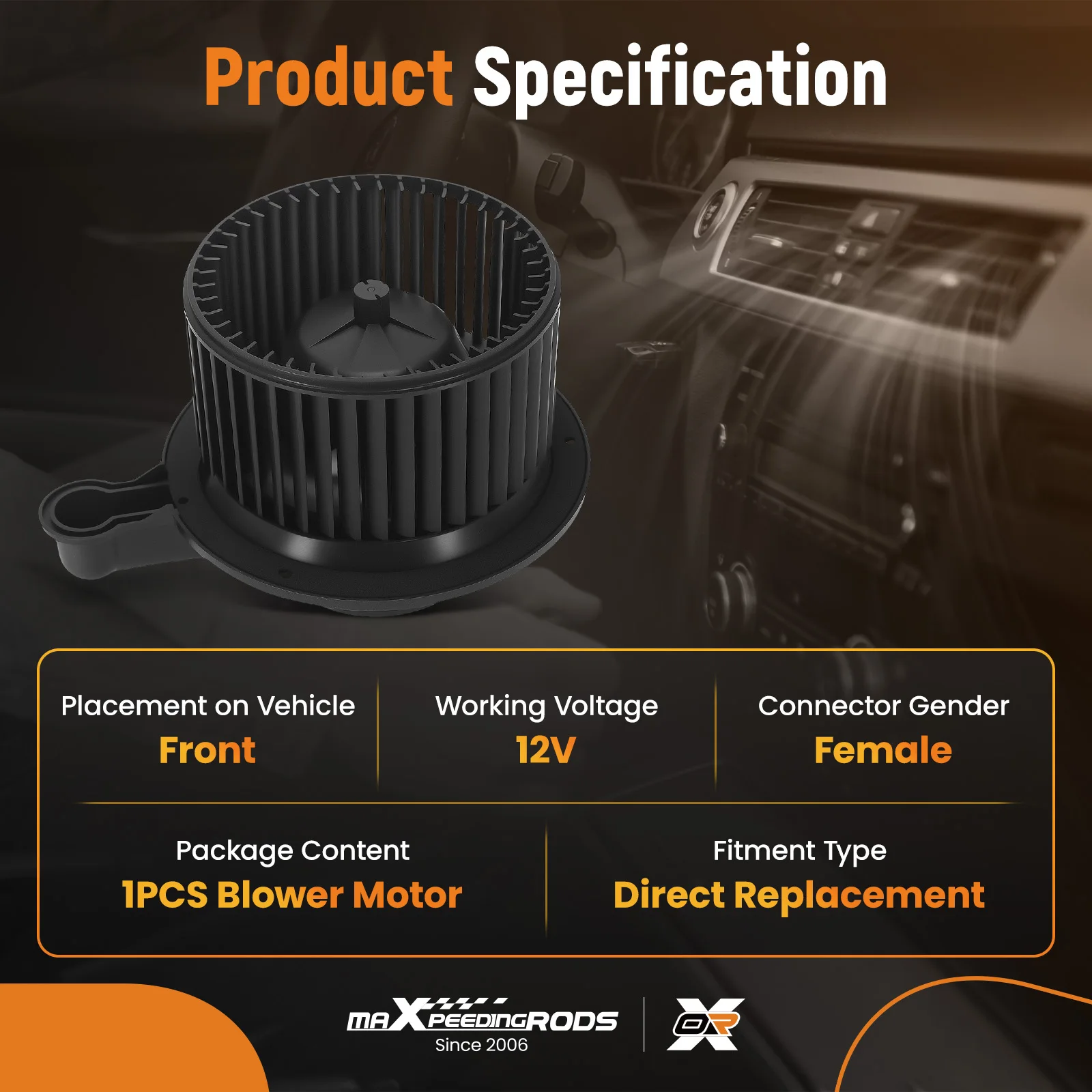 

HVAC Heater Blower Motor with Fan Cage for Mercury Mountaineer 2006-2010 700178