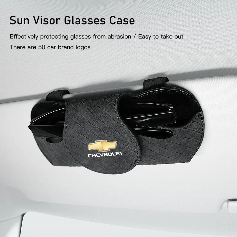 Car Sun Visor Glasses Box Sunglasses Storage Bag Holder For Chevrolet Spark Captiva Cruze Malibu Equinox Trax Camaro Blazer Bolt