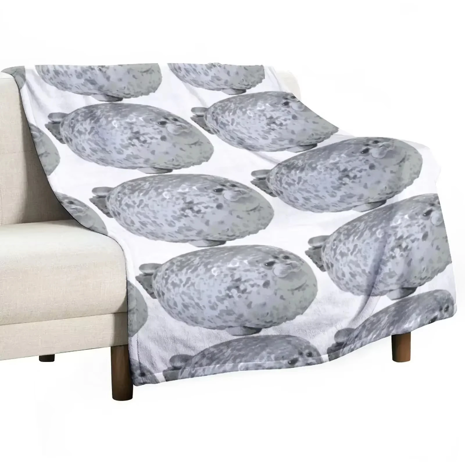 Niedliche kleine Chonky Seal Überwurfdecke – Flanell für Schlafsofa und Picknick, dekorativer Stil