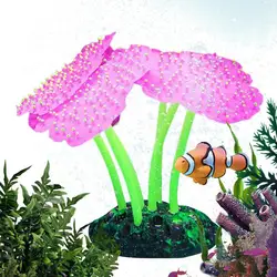 Glowing Artificial Grass Ornament Silicone Aquarium Decoration Fish Tank Plant Under Water Simulation Sea Anemone