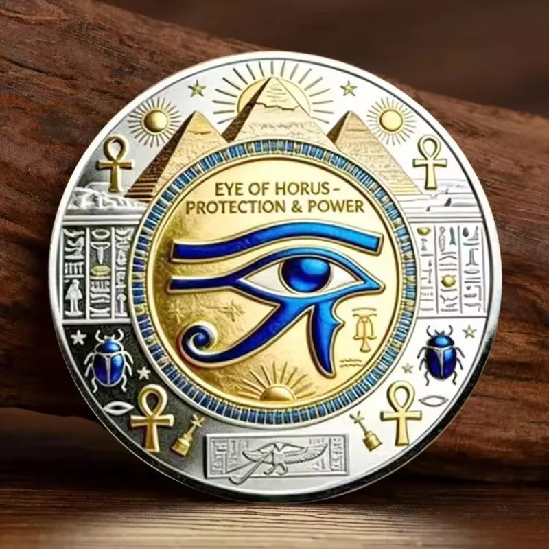 2D Horus God of Kingdom Ancient Silver Plated Collection Coin Eye of Horus Protection Power Souvenir Coin