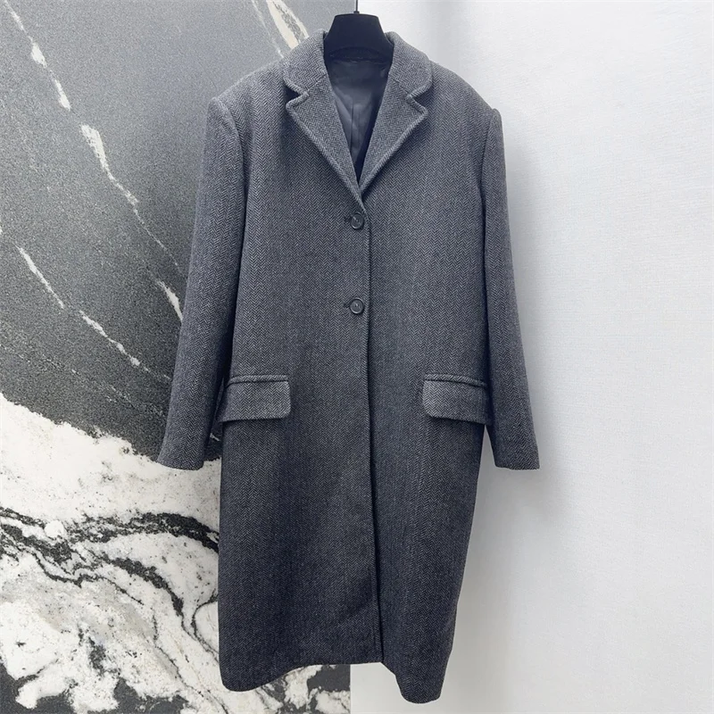 

Women's trench coat New autumn 2025 single breasted slim fit long sleeved top Wool blend long women's windbreaker y2k outerwears