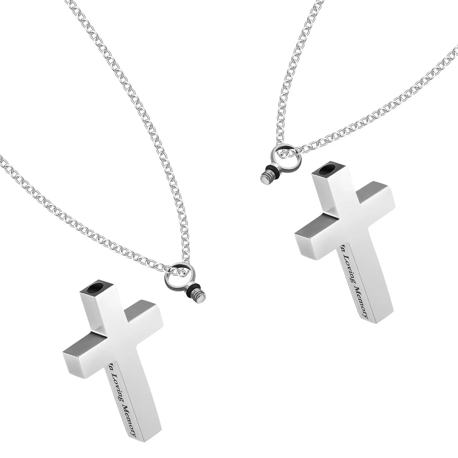 

2Pcs Cross Ashes Necklace Metal Cremation Urn Pendant Memorial Keepsake Jewelry Gift for Men Women Cross Urn Pendants