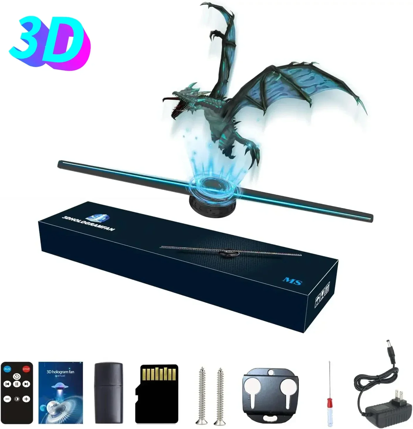 42CM 3D Hologram Fan WiFi 3D Holographic Projector Advertising Display Light HD Holographic Projector for Stores Bars Party Xmas image 2