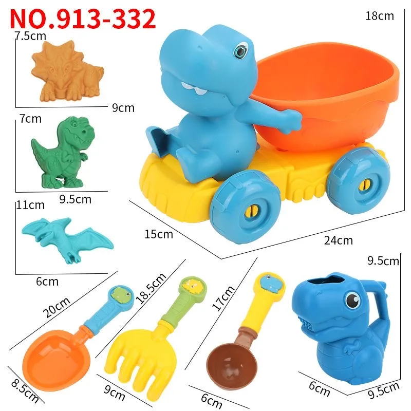 Ensemble de jouets de plage dinosaure épais pour enfants, Kit de jeu de sable avec pelle et seau, outils éducatifs pour bac à sable en plein air, jouets d'été, cadeau