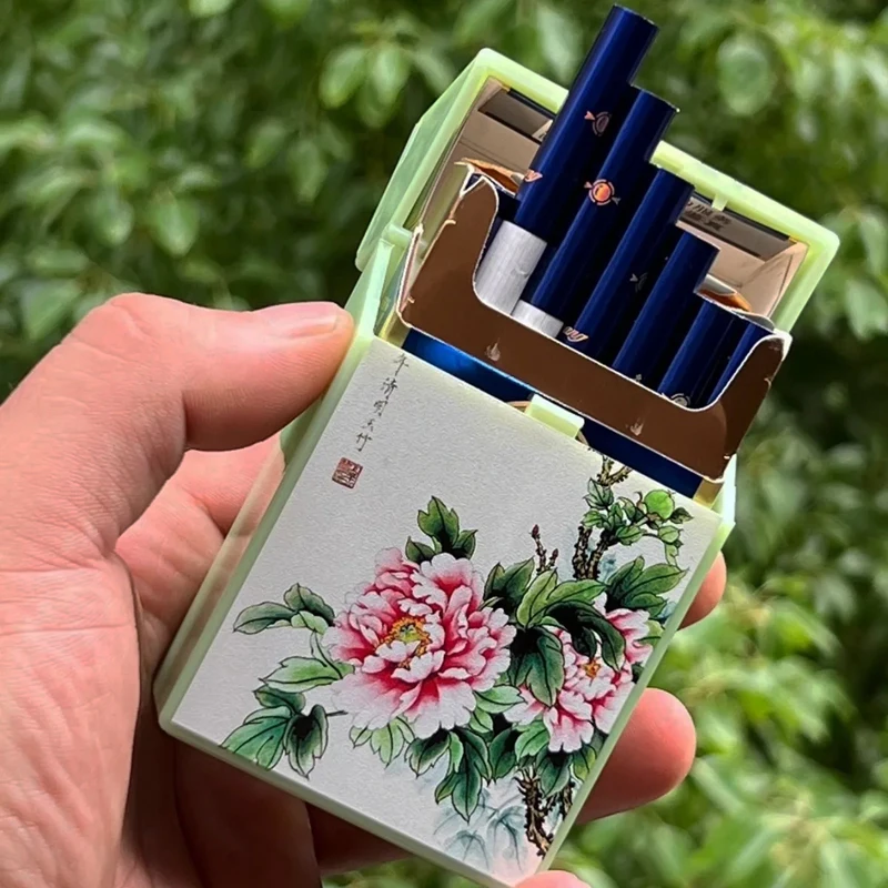 

Glow Cigarette Case,Fluorescence Self Luminescent Cigarette Storage Box, Automatic Flip Hard Plastics Box,Store of20 Cigarettes