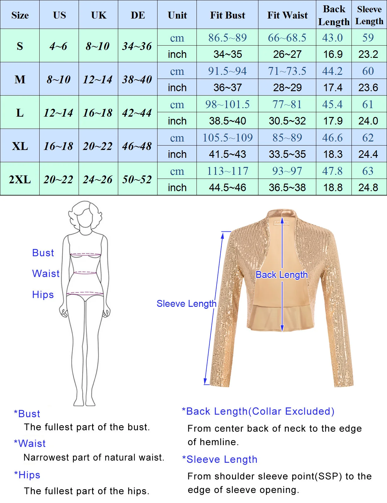 Belle Poque Women\'s Sequin Jacket Long Sleeve Open Front Glitter Cropped Blazer Bolero Shrug Vintage Sequined Ruffled Hem Party