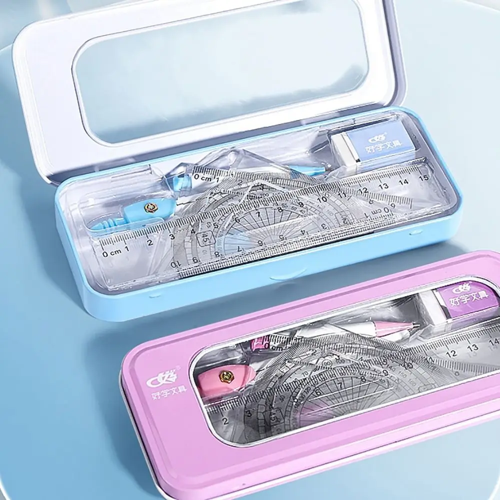 

7PCS/Set Multi-Function Plastic Ruler Set Eraser Straight Ruler Protractor Set Square Transparent Measuring Ruler Students