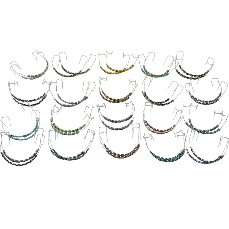 

1 пара поддельных брекетов, красочные брекеты для зубов, временные металлические провода, металлический кронштейн, ортодонтические лигатуры, стяжки для стоматологии