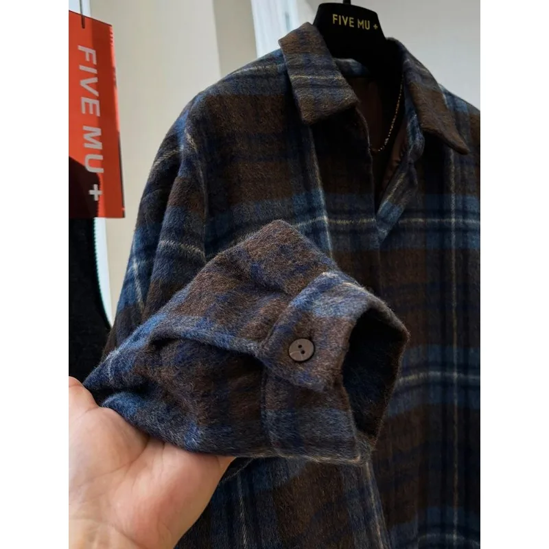 سترة قميص منقوشة سميكة للخريف والشتاء على الطراز الكوري فضفاضة كاجوال وبسيطة ومتعددة الاستخدامات للنساء