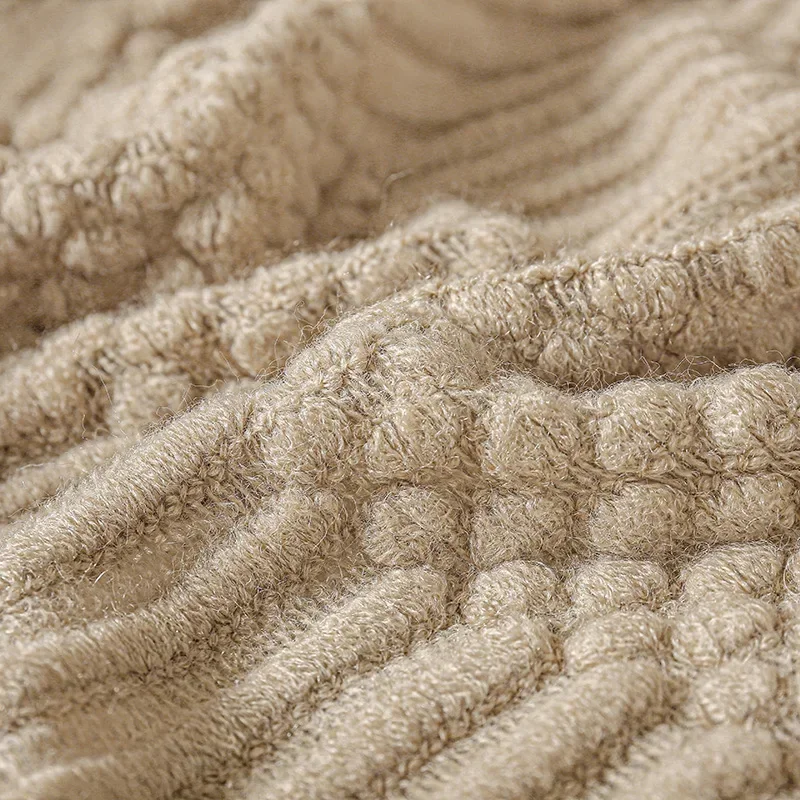 Khaki Gift Knitted Blanket with Tassels Chunky Vintage Luxury Farmhouse Throw Bedspread Oversized Blanket Cover Manta Para Sofa