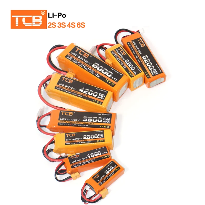 

Аккумулятор TCB lipo 2S 3S 4S 6S 11,1 V 14,8 V 50C 60C 3300 4500 5200mah 6200mah 6500mah с разъемом Deans T XT60 для радиоуправляемого автомобиля, дрона, лодки