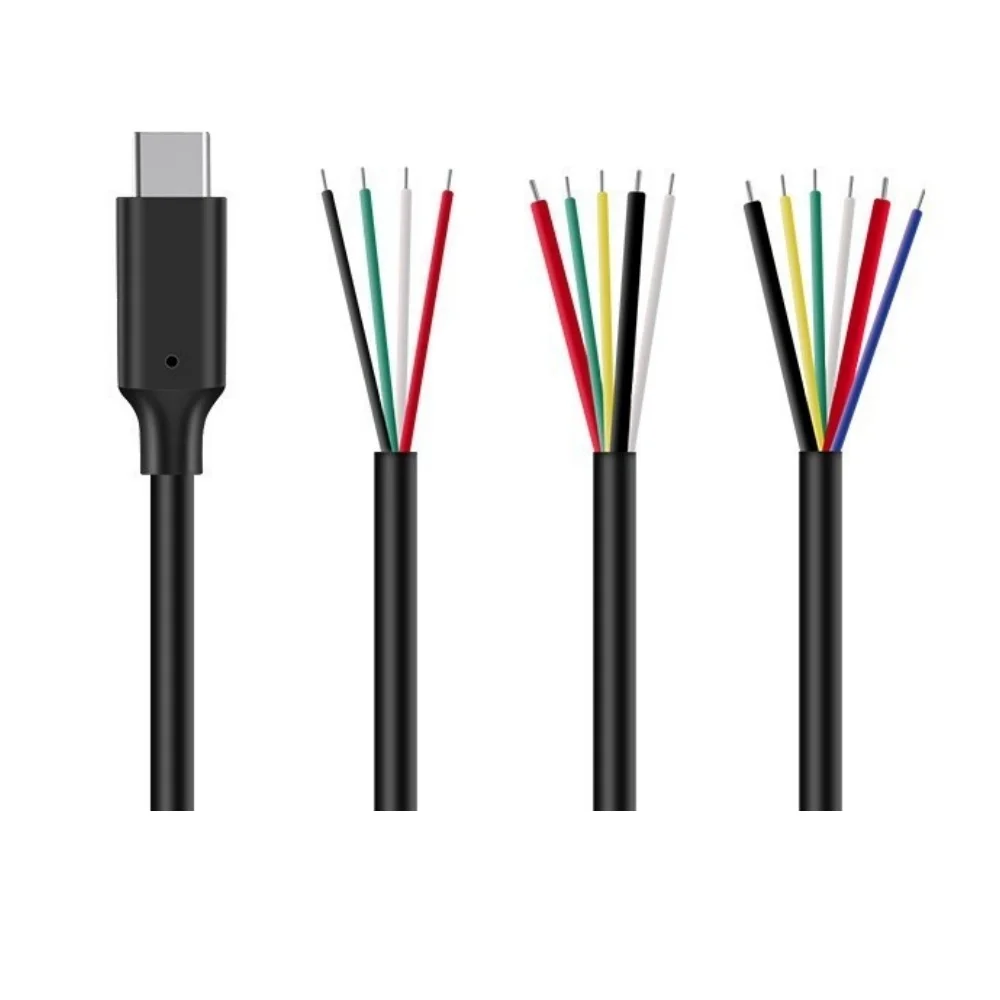 4/5/6 Cores Reinforced Type C Male DIY Charging Cable 20AWG Wire Connection Line for Charging Phones Tablets Accessories 0.3M 1M