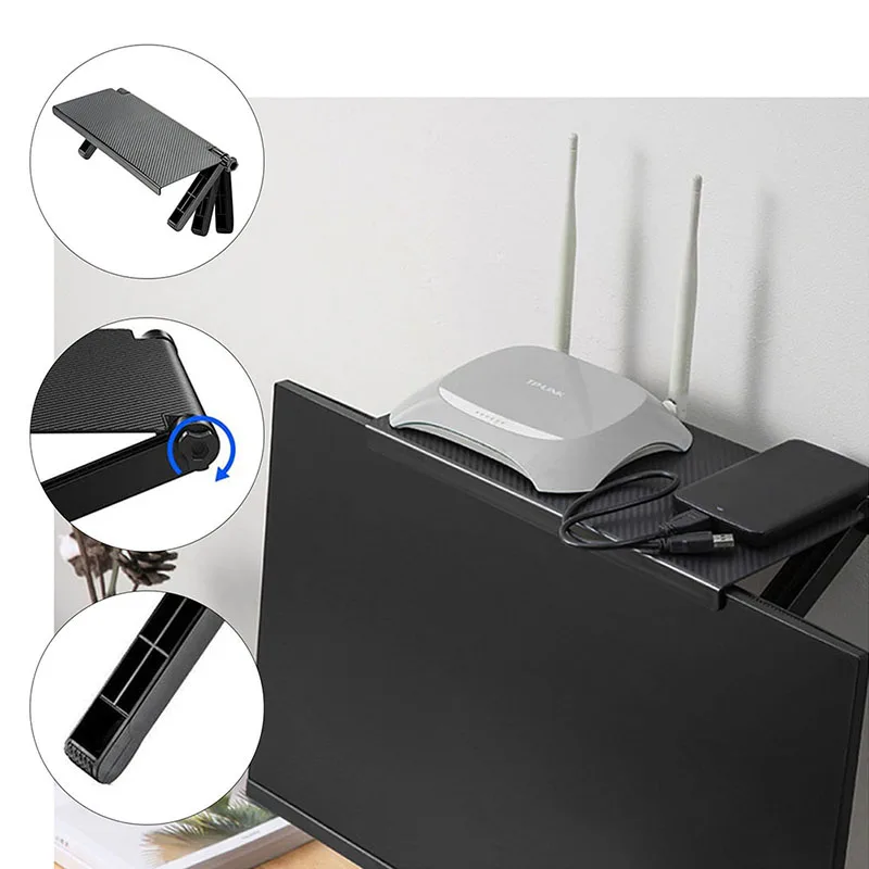 1pc Adjustable Monitor Top Shelf TV Screen Top Storage Shelf for Cellphone Stand Router Media Boxes Remote Control Game Console