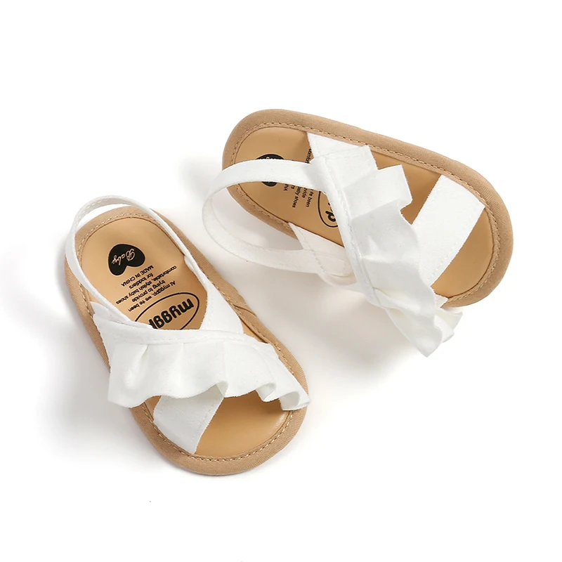 MA & BABY-Chaussures d'été pour bébés filles, sandales à volants, pour les premiers pas des tout-petits, de 0 à 18 mois