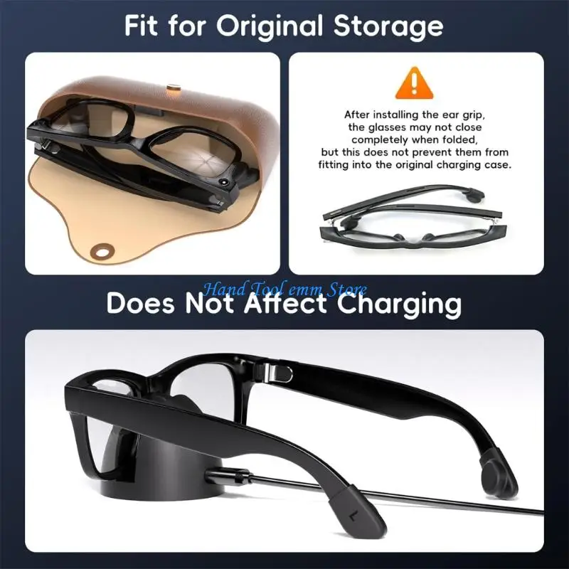 H37F Glasses Accessory Silicone Eyeglass Ear Grips Elastic Retainer for Eyewears Anti Slip Ear Hook Sleeve Grip Pads