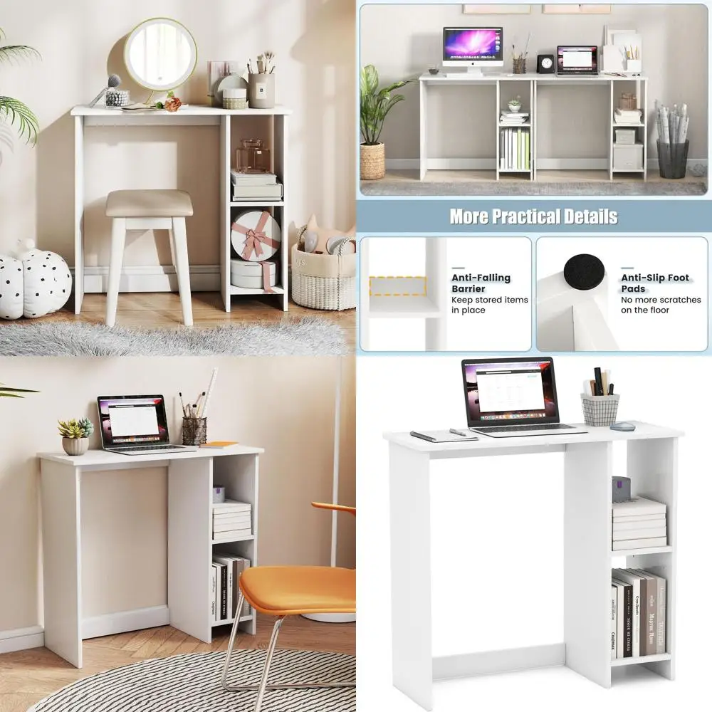 

Современный белый стол с местом для хранения вещей, компактный компьютерный стол для домашнего офиса, спальни или гостиной