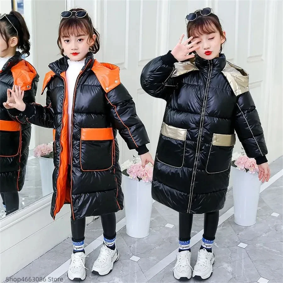 Long Down Jackets For Girls 10 12 14 years Winter Warm Coat Brand Children Parkas Teen Girl Outerwear