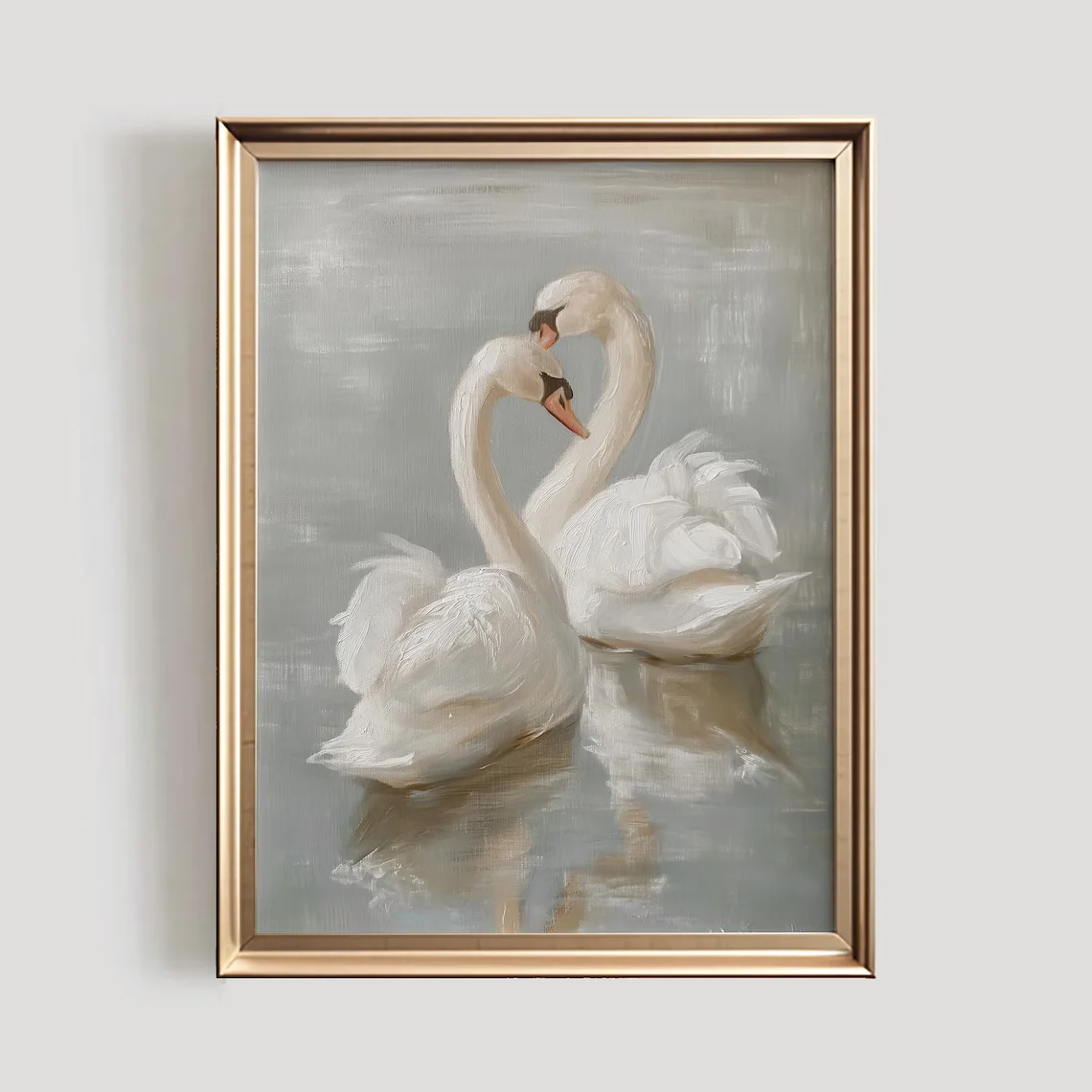 Swan Art Print | Vintage PRINTABLE Wall Art | Pastel Farmhouse Nursery Painting | Antique Swan Wall Art