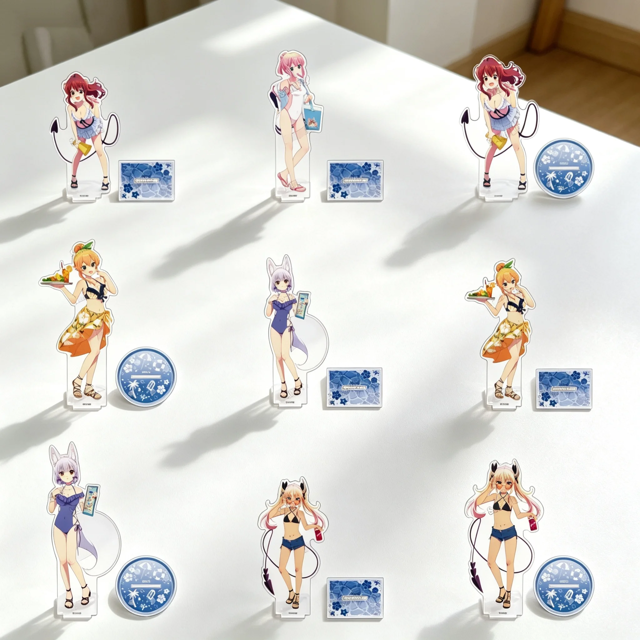 Anime The Demon Girl Next Door Season 2 Swimwear Style Acrylic Stand Model Plate Keychains Desktop Ornament