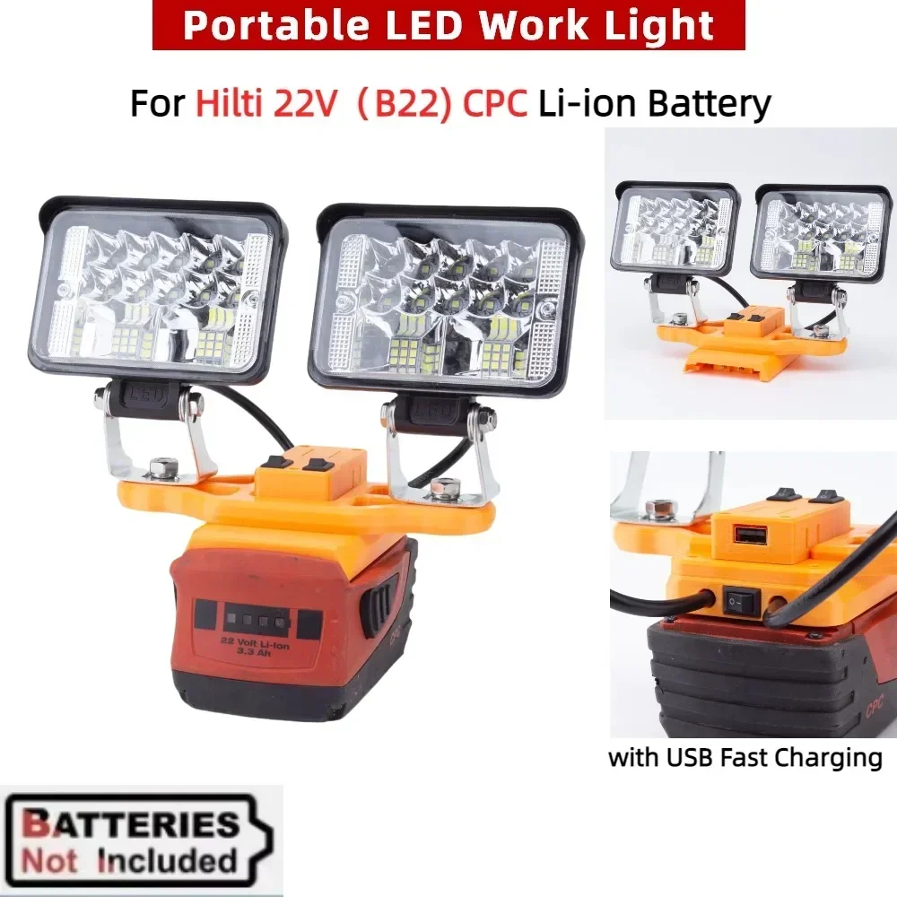 

Lithium Battery LED Work Light for Hilti 22V（B22) CPC Battery Powered Portable Outdoor Light with USB (excluding Battery)