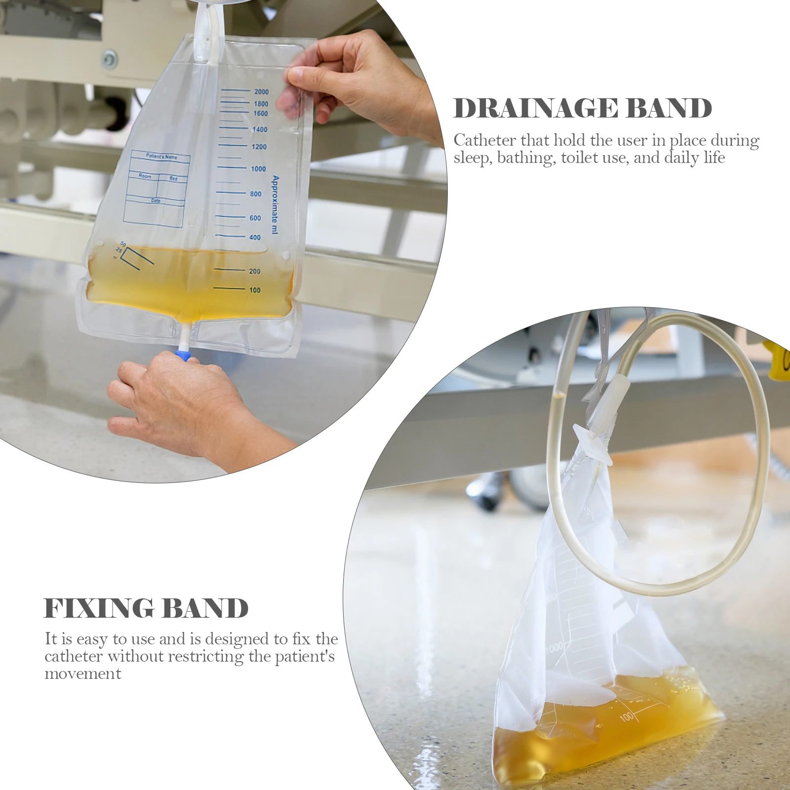

4pcs Catheter Fixation Strap Polyester Material Fully Adjustable Reusable Washable Comfortable Urine Bag Fixed Band Drainage