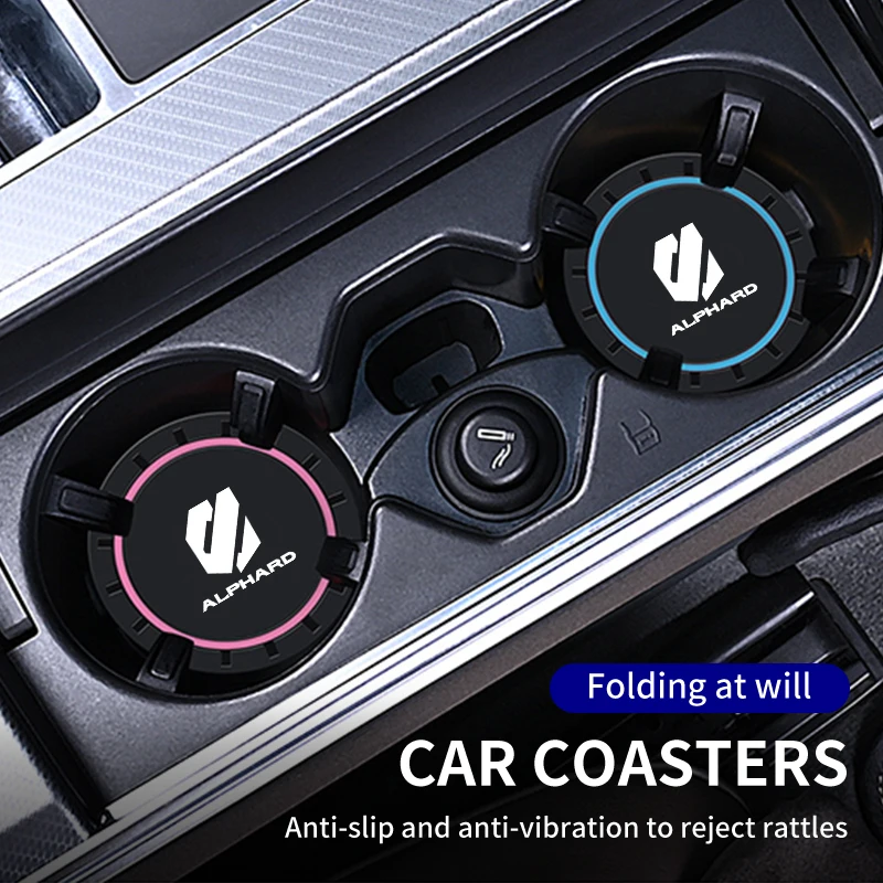 

2Pcs Car Silicone Coaster Anti-slip Water Cup Drink Mat For Toyota Alphard Corolla Crown YARIS L Auris C-HR Hilux Vios Rav4 Priu
