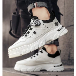 Spring Autumn Men's Sneakers Fashion Leather Work Shoes Outdoor Tactical Breathable Casual Shoes Non-slip Men Ankle Sport Shoes