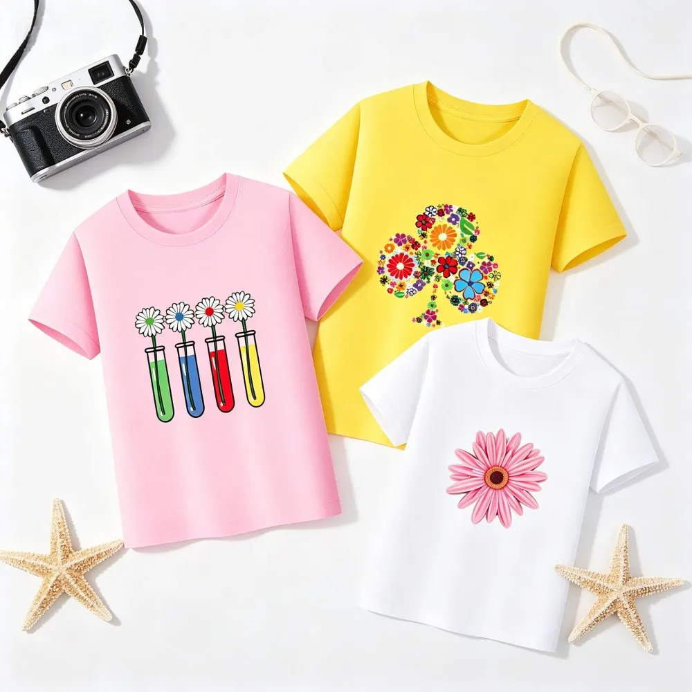 Baby T Shirt Girl 3 to 6 9 12 18 Months 100% Cotton Pink White Designer Tshirt 1 2 Years Cute Flower T Shirts Soft Kids Clothes
