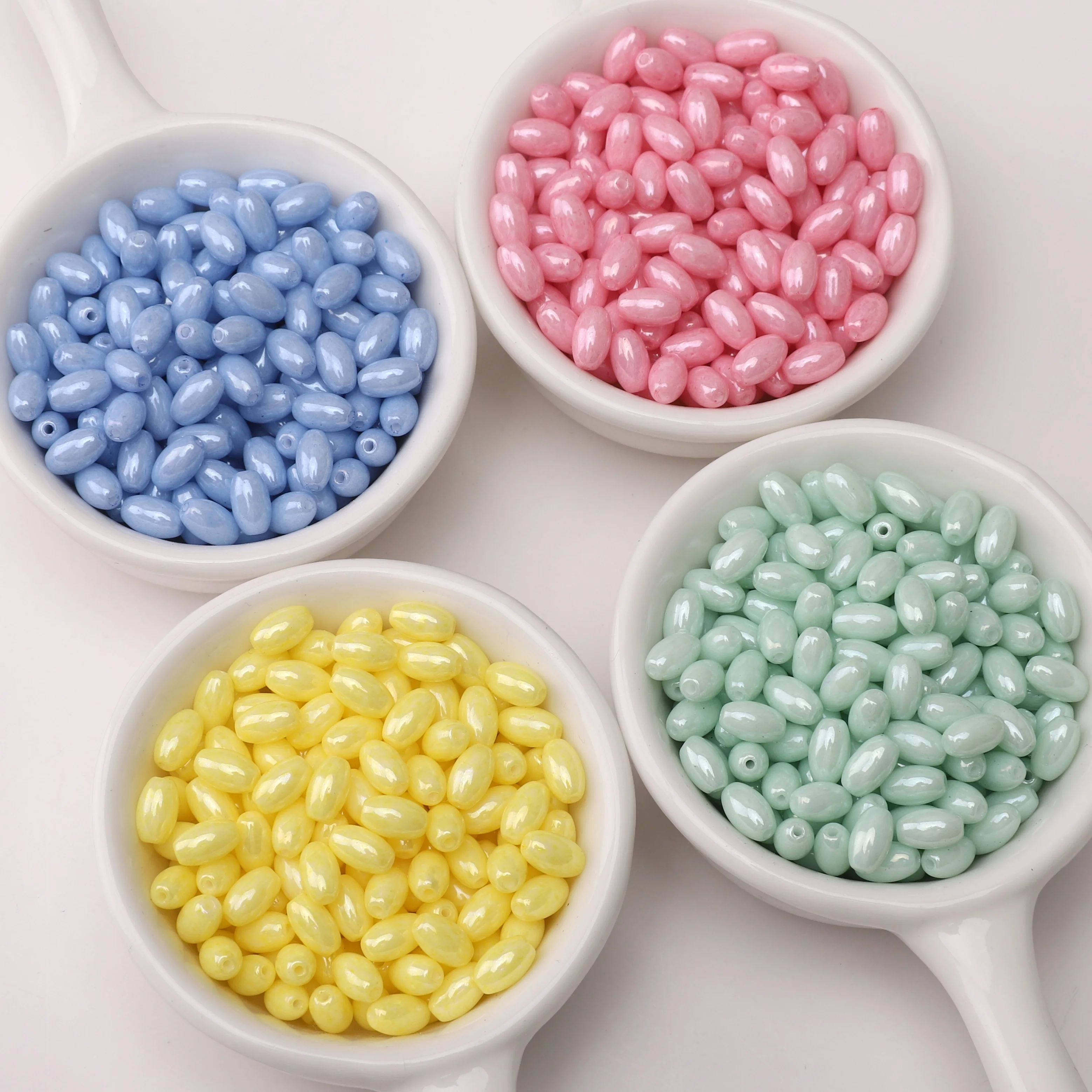 10g/bag 4x7mm Colorful Oval New Domestic Superior Glass Solid Cream Painted Spool Beads For DIY Bracelet Jewelry Products