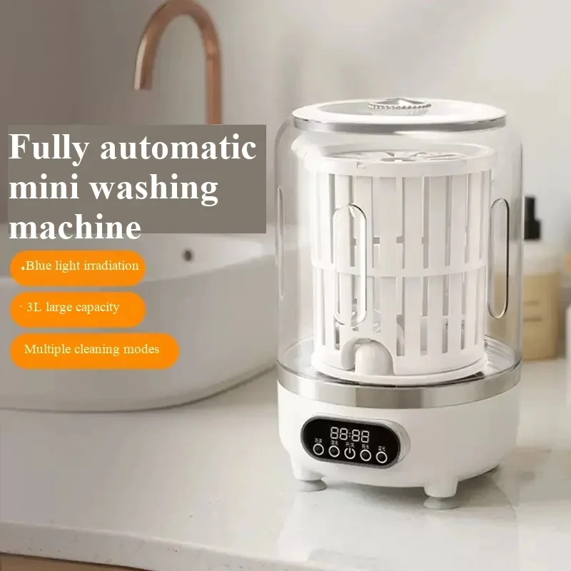 Mini Wireless Washing Cup, Spin Dry Dehydration Portable Washer, No‑Install Small Washer for Underwear Socks Baby Clothing Trave