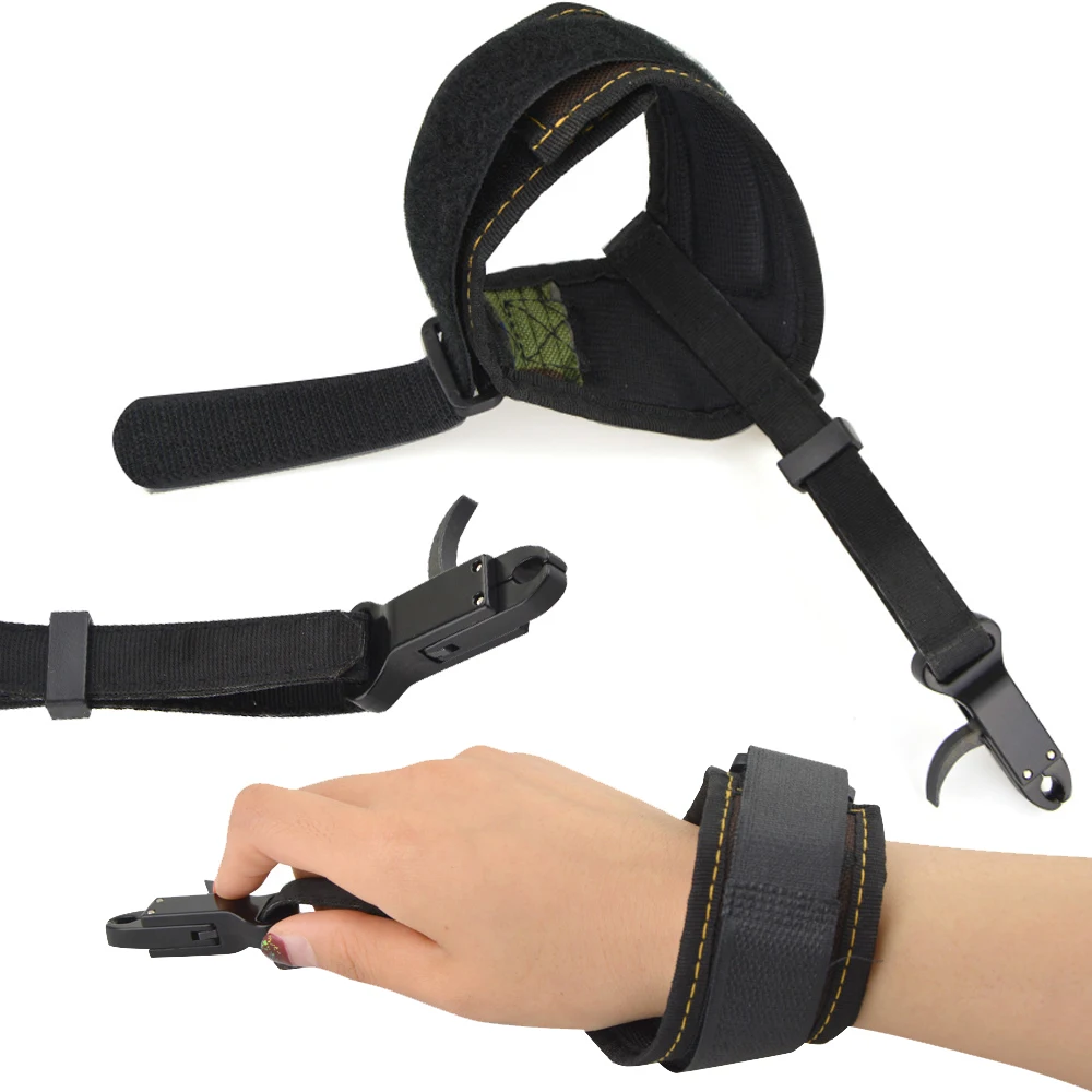Archery Compound Bow Release Aid 360° Rotating Pliers Caliper Trigger with Canvas Wrist Strap for Archery Hunting Practice Acc
