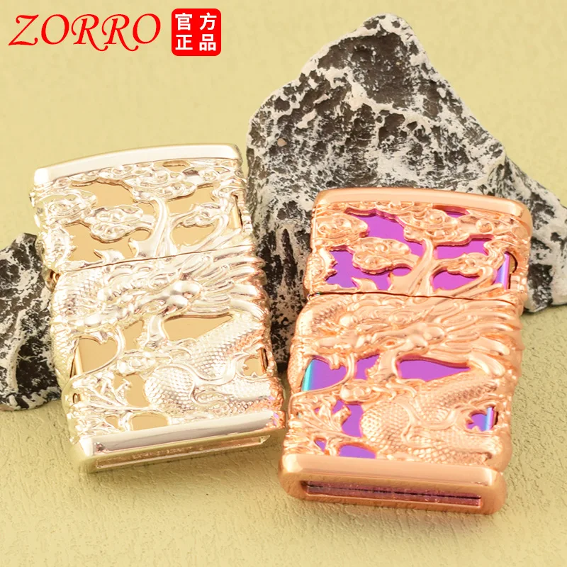 ZORRO Armor Four-sided Hollow Relief Dragon Windproof Kerosene Lighter Classic Grinding Wheel Ignition Limited Edition Lighters