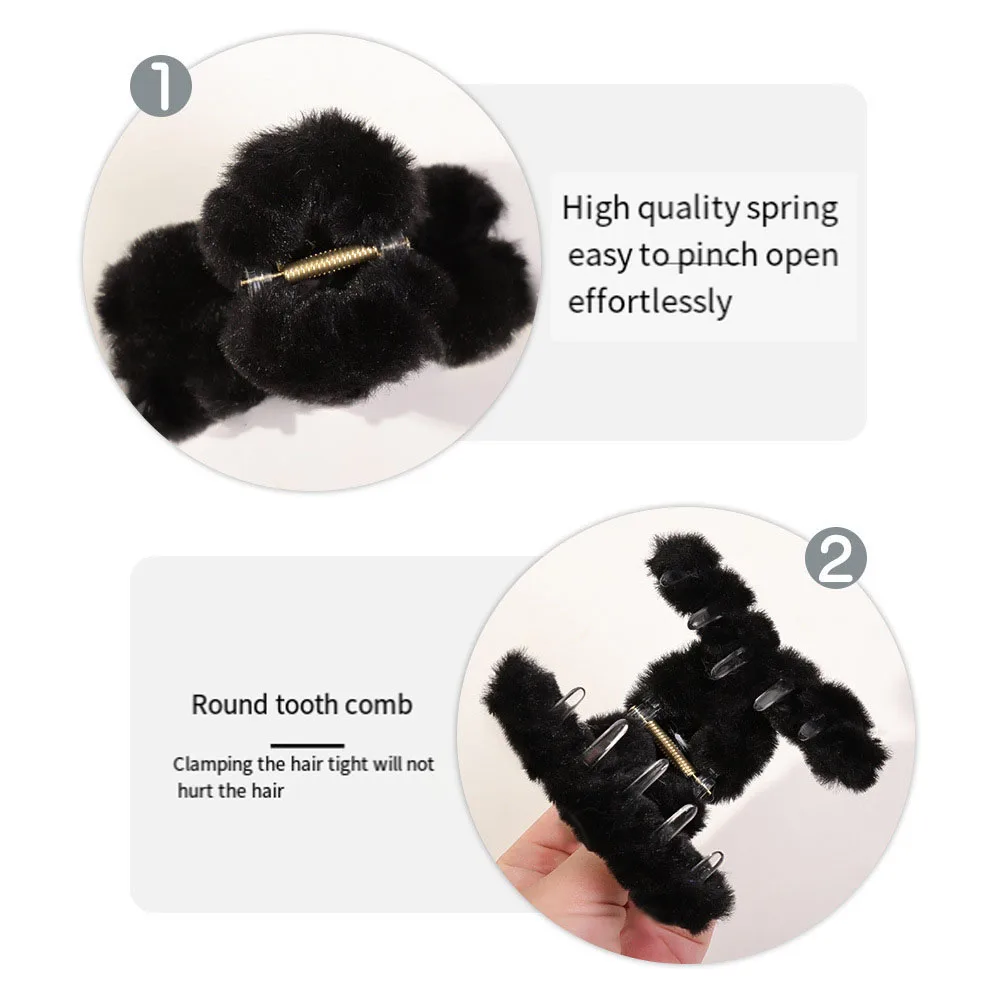 Faux Fur Mini Hair Claw Plush Hair Clip Crab Barrettes Fluffy Cross Acrylic Small Hairpins Women Girls Winter Hair Accessories