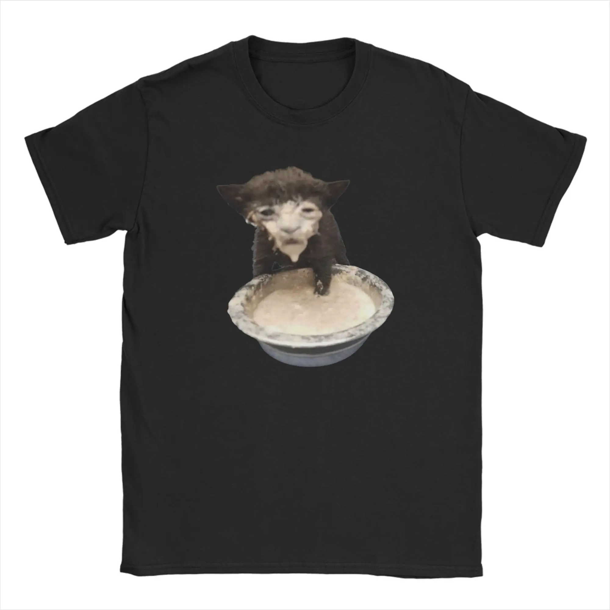 

Milk Face Cat Meme Cursed Milk Cat T-Shirt Summer Trendy T-Shirts Man Cotton O Neck Oversize Tees Short Sleeve Vintage Tshirt