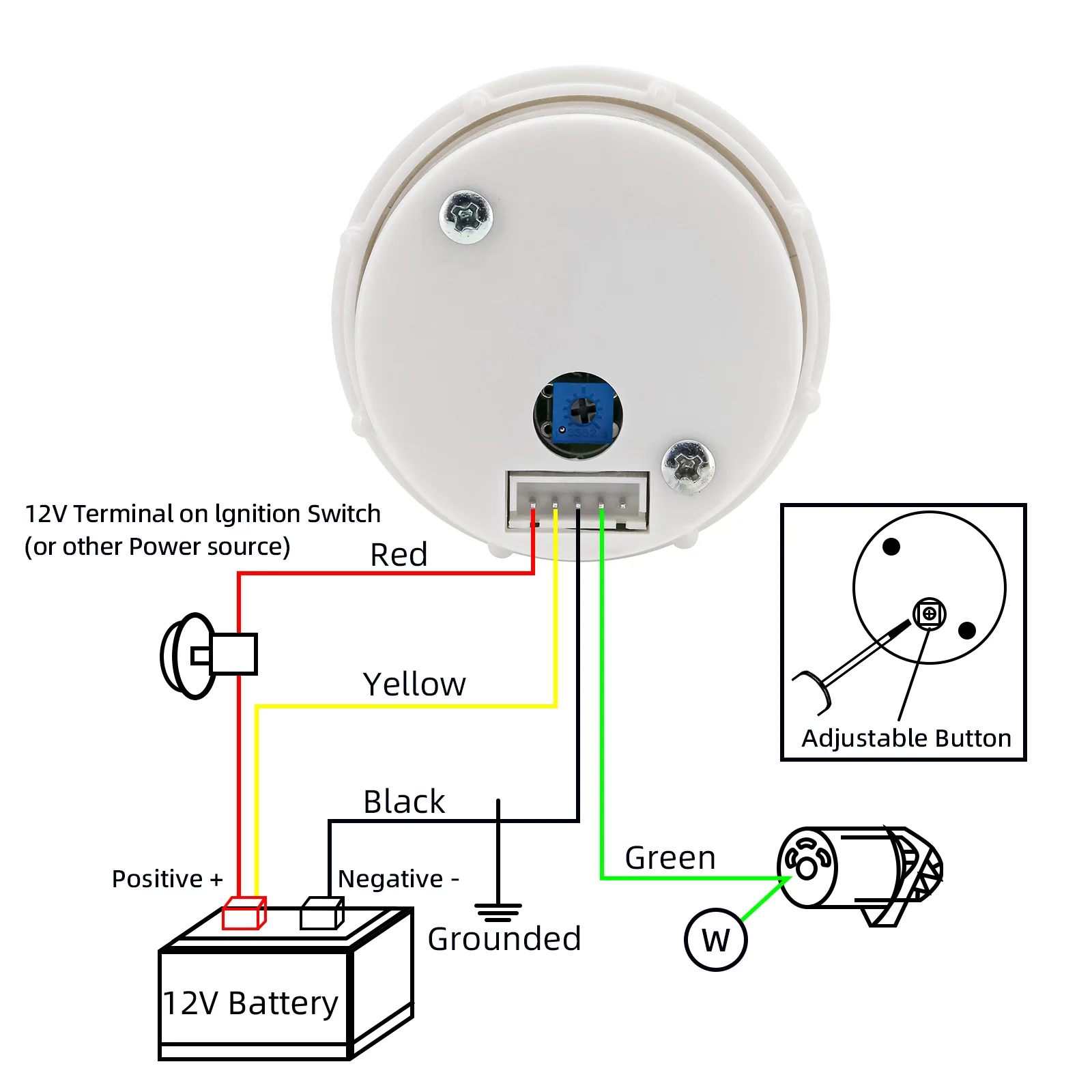 Universal 52MM Electrical Gauge Tachometer 12V 0-6000 RPM Tacho Meter White Backlight For 1-20 Cylinder Diesel Motor Engines view 5
